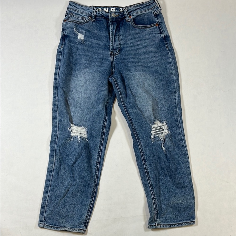 S.O.N.G. Jean Women’s 5/27 Classic Mom Jean Blue Denim Distressed High Rise